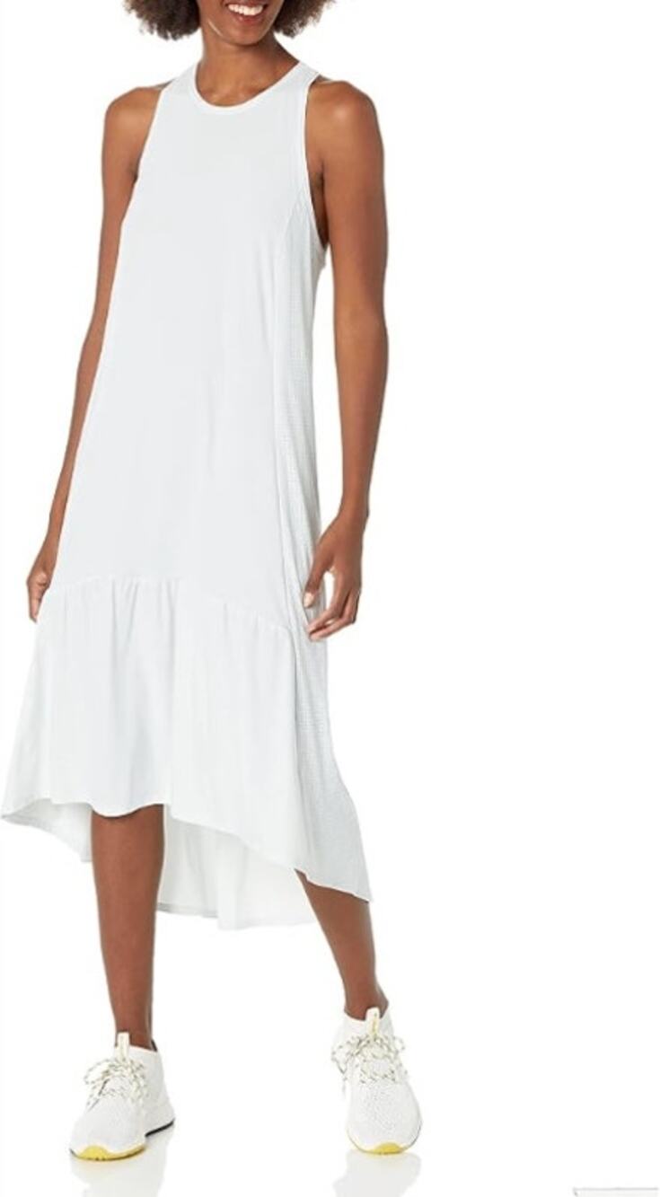 Sweaty Betty Explorer Ace Racerback Midi Dress Sz M Light Grey Athleisure Sporty